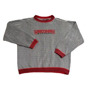 Vintage Wisconsin Badgers Sweatshirt Mens L Grey Pullover Crewneck  Pro Edge 90s